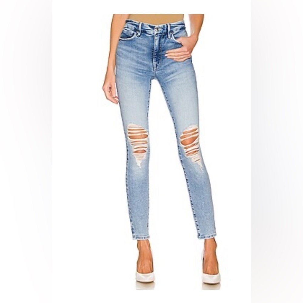 NWT Good American Good Legs Skinny Jeans Distressed High Rise Indigo007 Sz 6/28